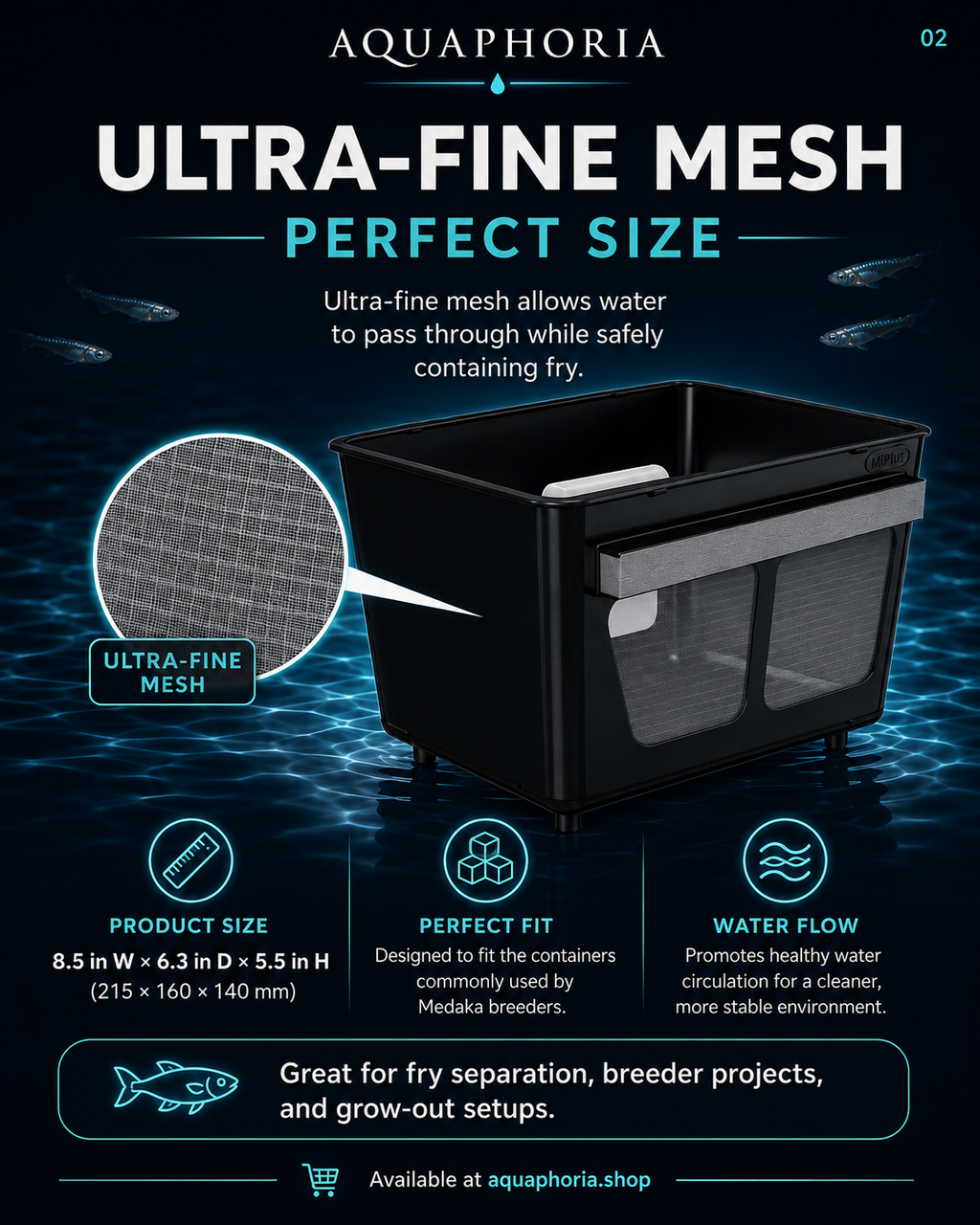 MiPlus Wakapuka Floating Medaka Breeding Cage – Ultra-Fine Mesh