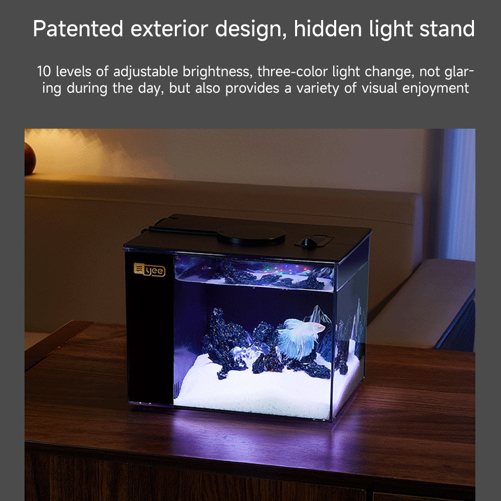 Compact Acrylic Desktop Aquarium Kit with LED Light & Filter — 0.5 or 1.2 Gallon