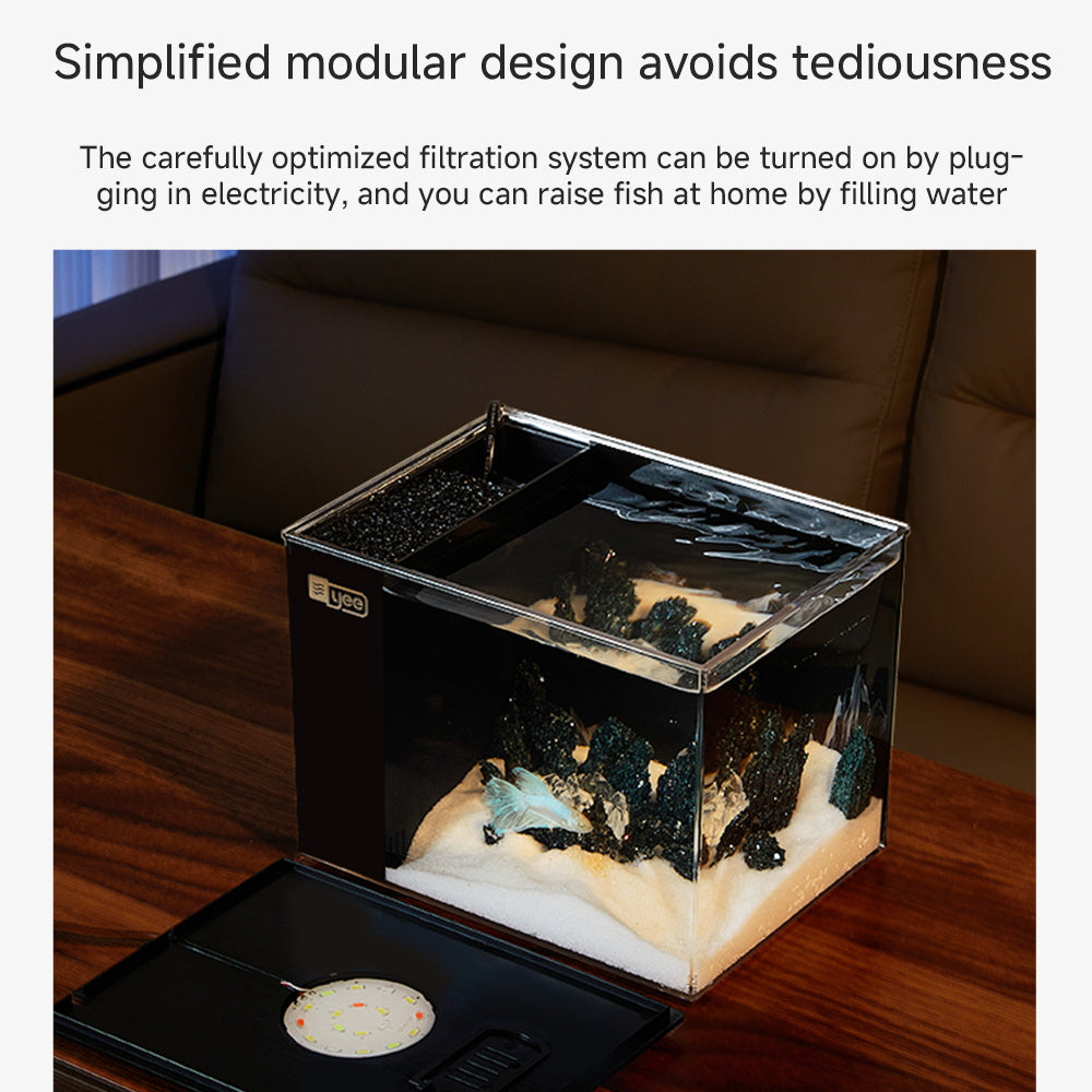 Compact Acrylic Desktop Aquarium Kit with LED Light & Filter — 0.5 or 1.2 Gallon