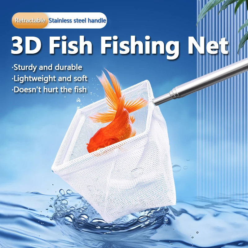 Telescoping Aquarium Net for Shrimp & Small Fish — Square or Round