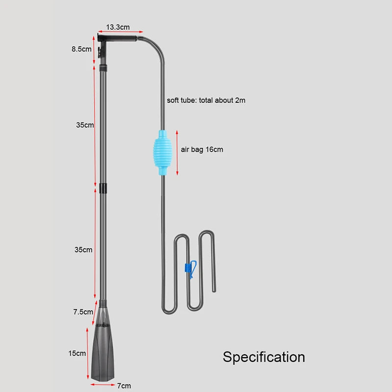 Additional view of the aquarium water changer and gravel siphon