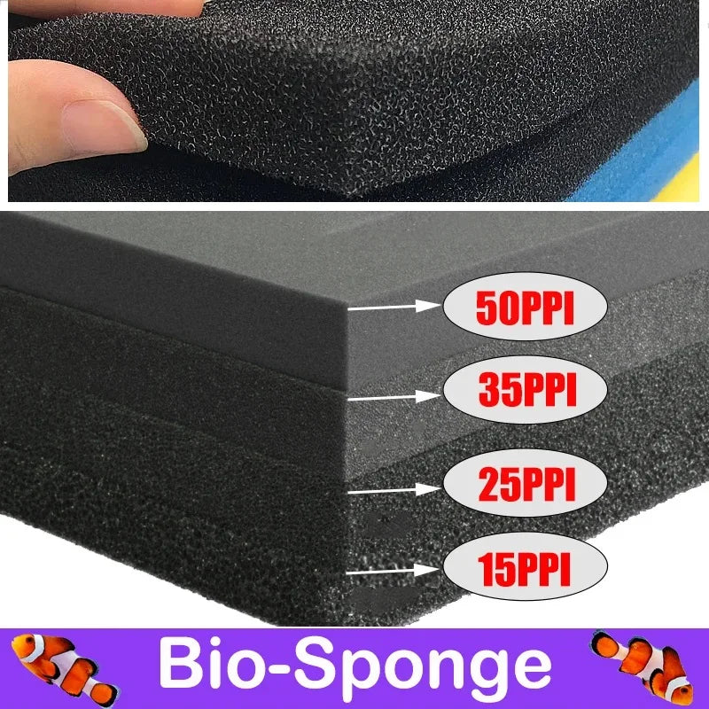 Black Aquarium Filter Foam — 15/25/35/50 PPI