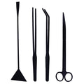 Additional view of the four-piece black stainless steel aquascaping tool kit