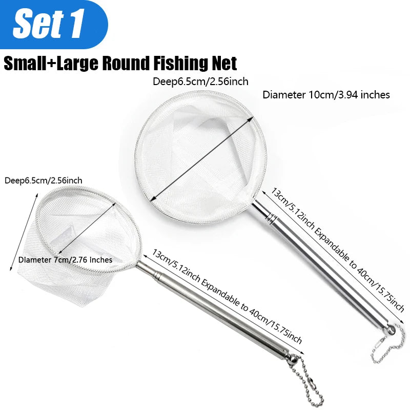 Telescoping Aquarium Net for Shrimp & Small Fish — Square or Round