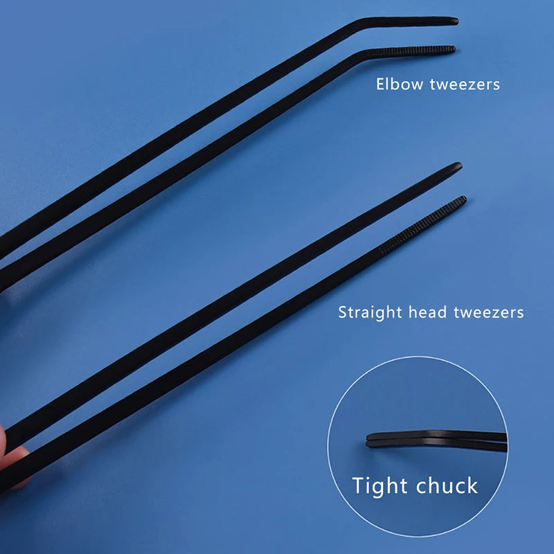 Additional view of the four-piece black stainless steel aquascaping tool kit