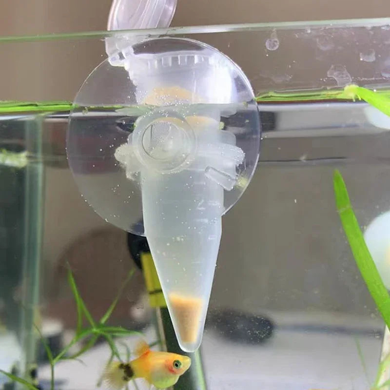 Additional view of the aquarium feeding funnel with suction cup